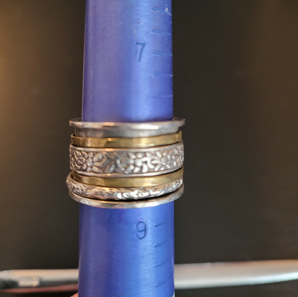 Retired Silpada Silver And Brass Spinner Ring